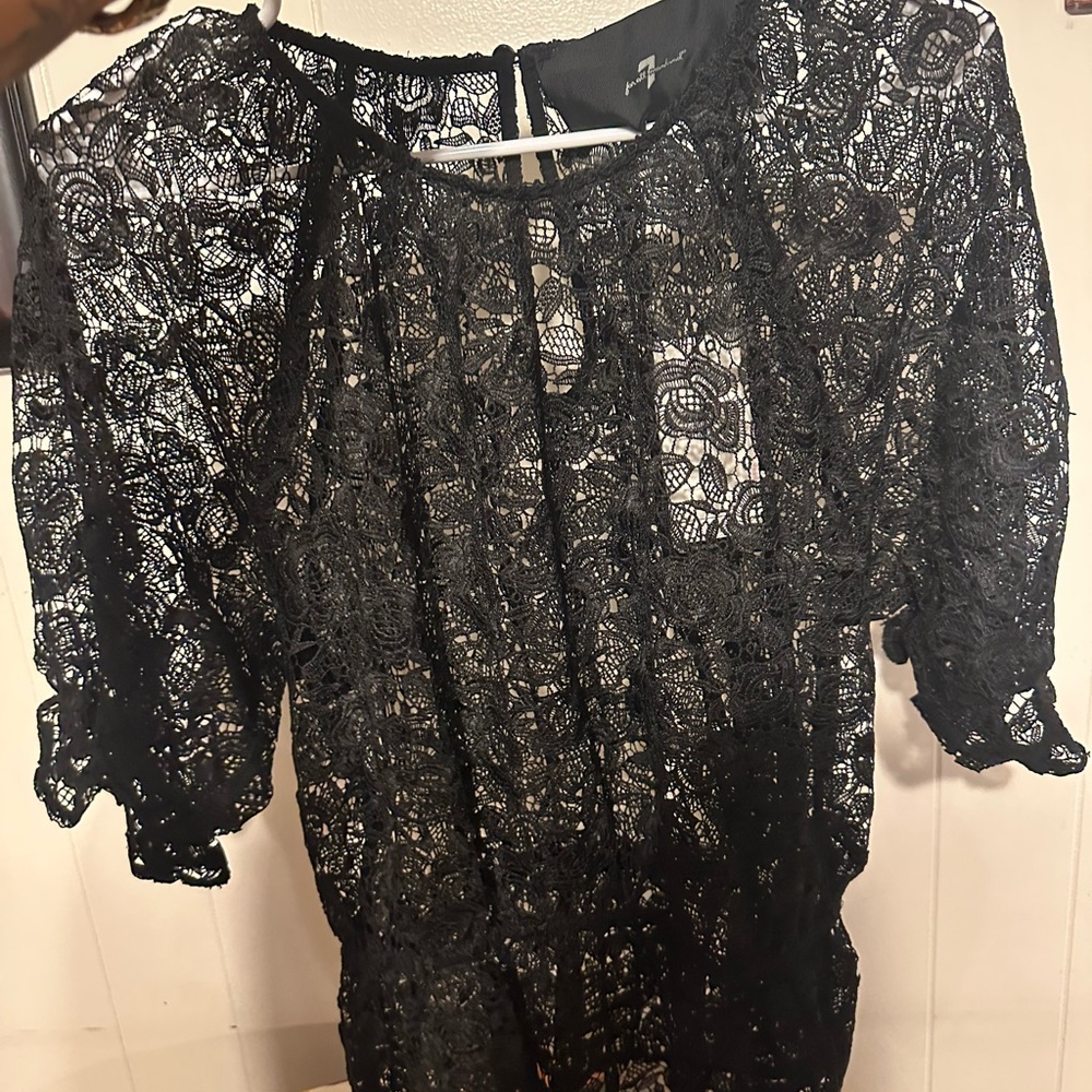 7 For All Mankind Black Lace Top